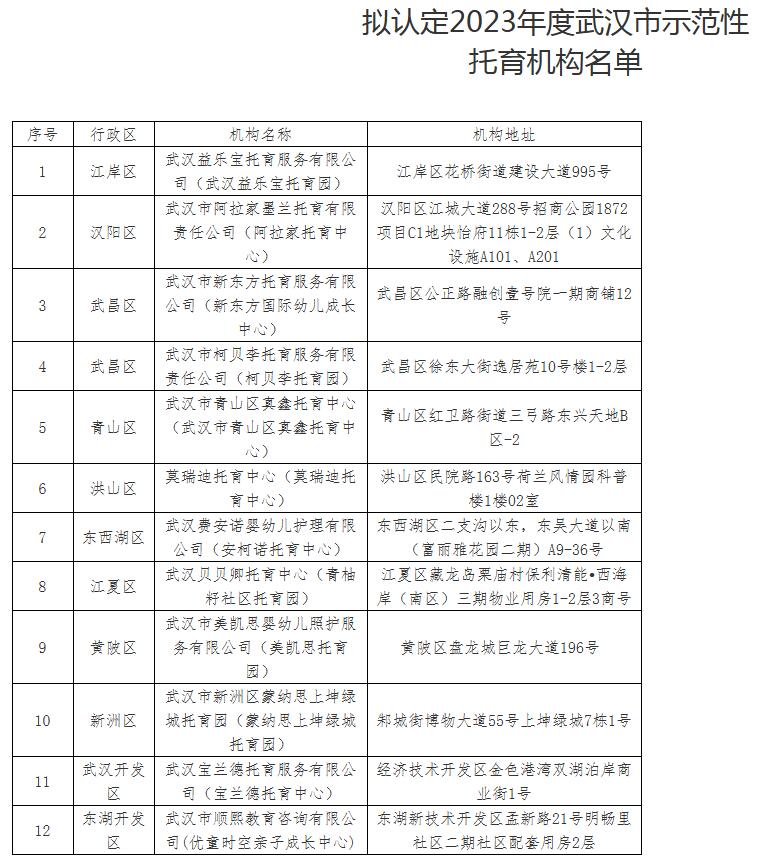 武漢認定示范性托育機構(gòu)，每家給予10萬元補助